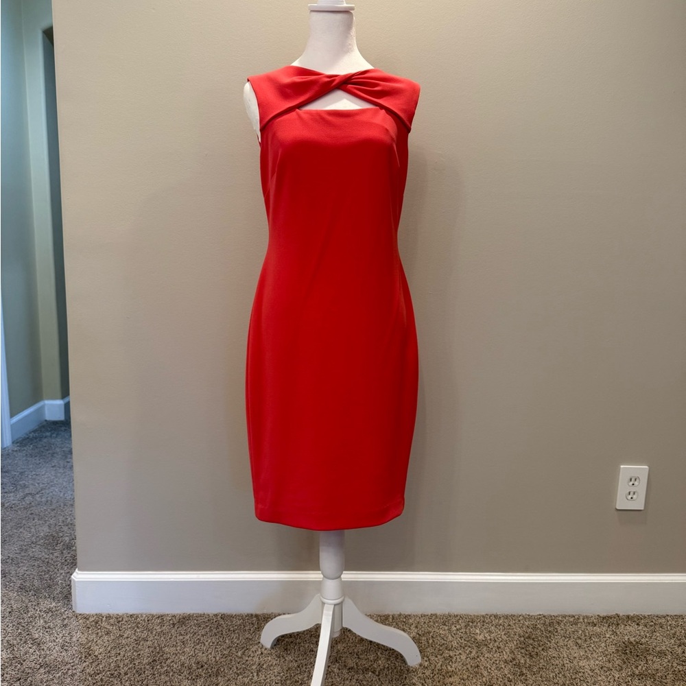 Elegant Coral/Pink Sleeveless Dress